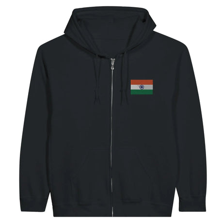 Sweat à capuche zippé inde coton mélangé broderie couleur