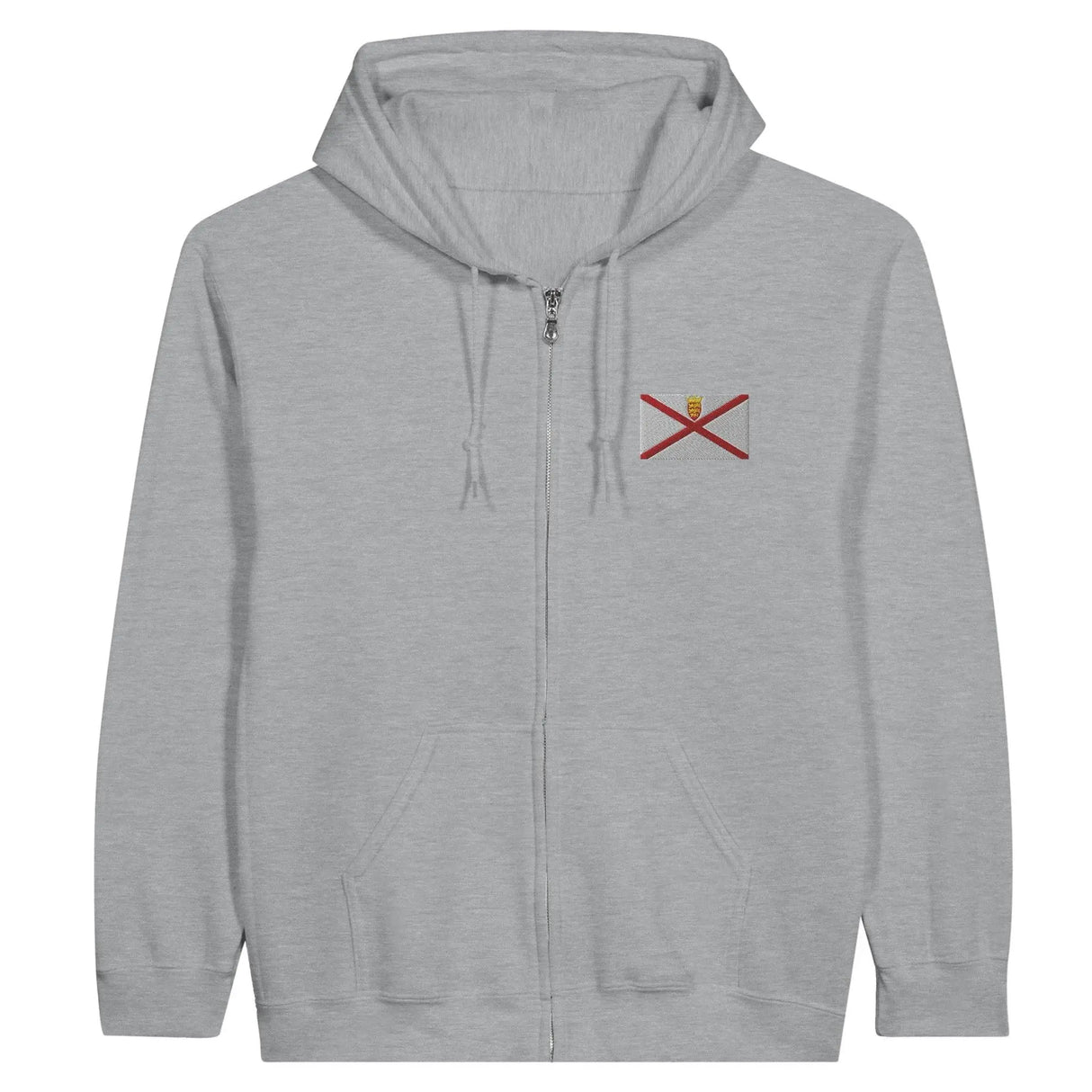 Sweat à capuche zippé jersey coton mélangé broderie couleur