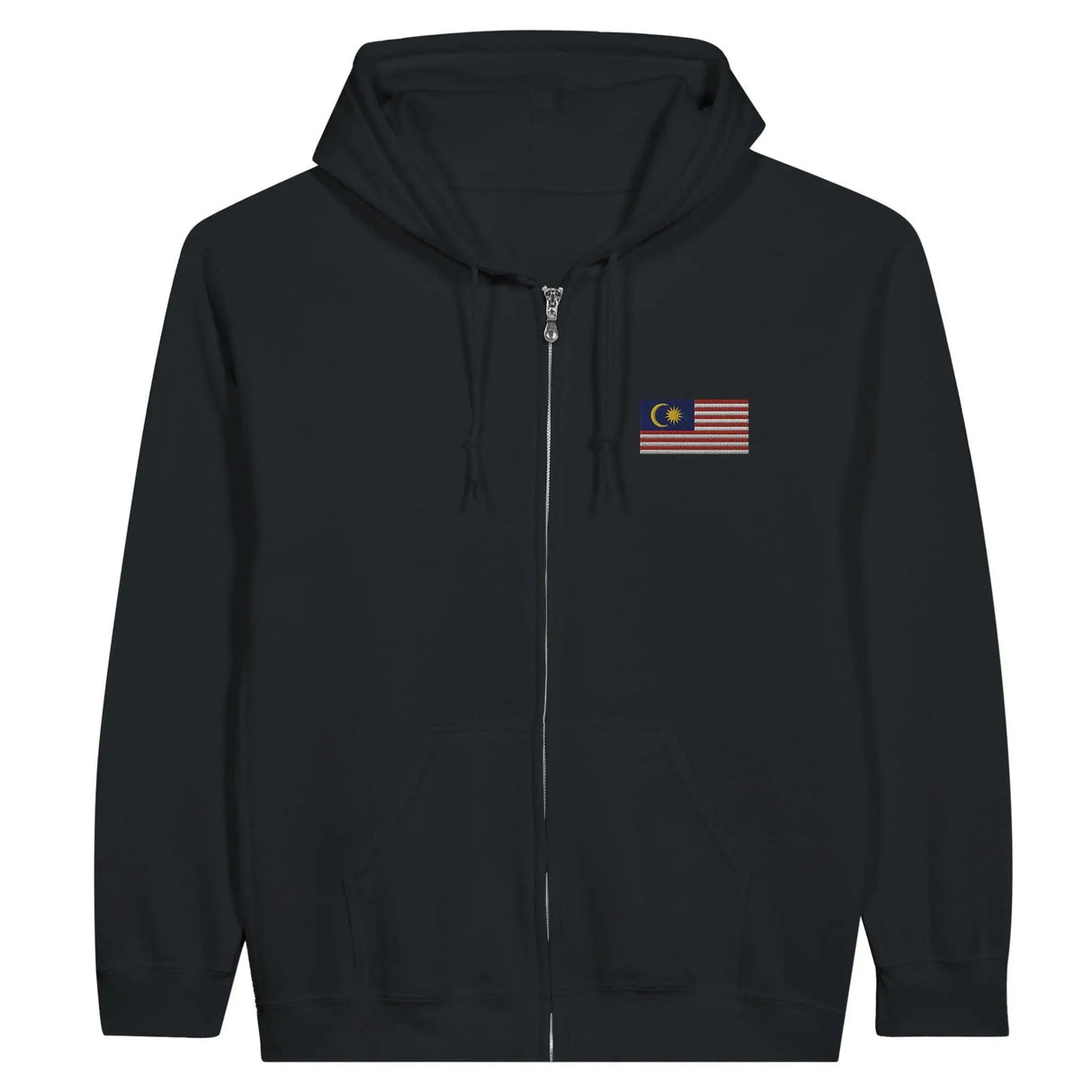Sweat à capuche zippé malaisie broderie coton mélangé