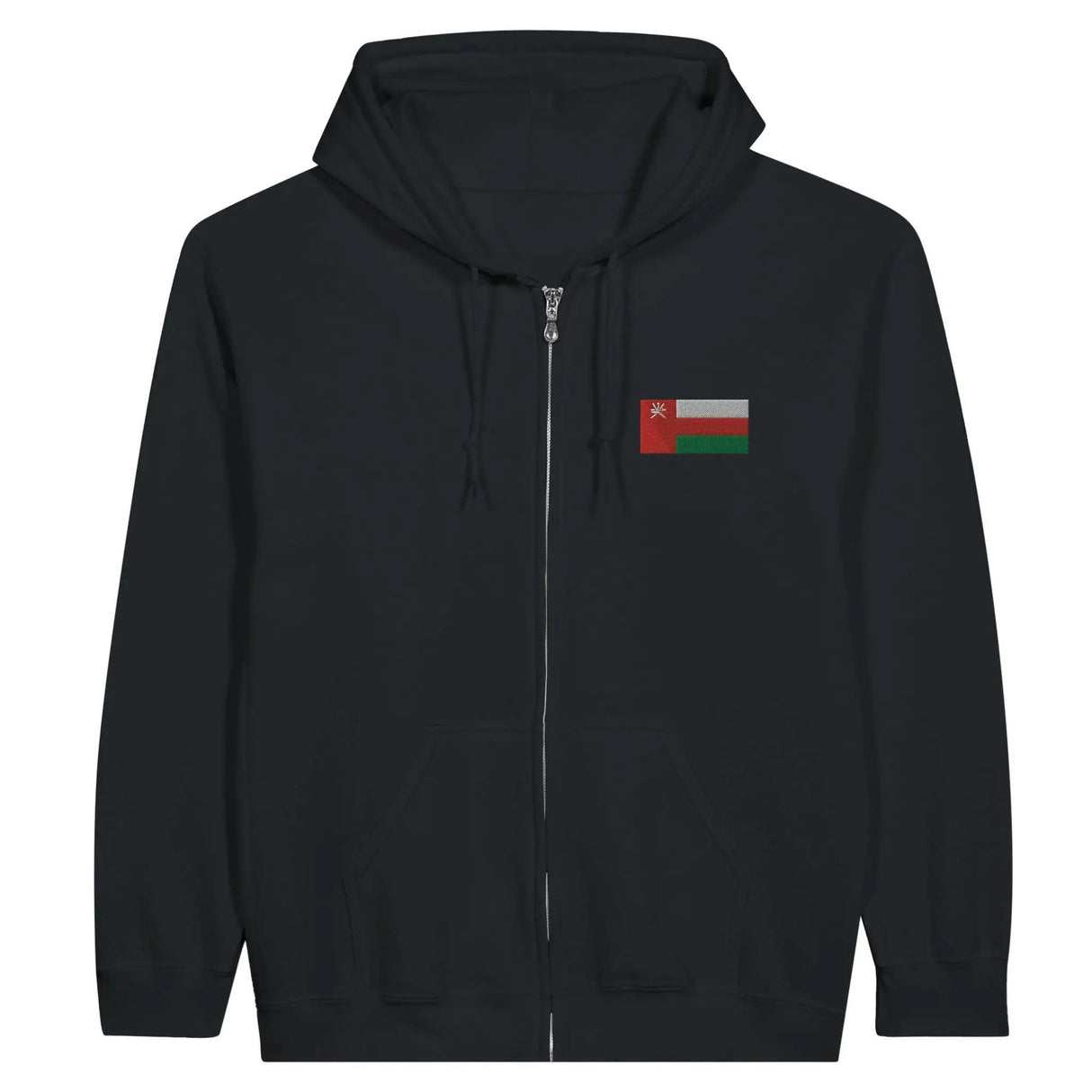 Sweat à capuche zippé oman coton mélangé broderie couleur
