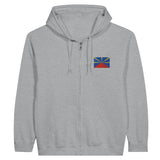 Sweat à capuche zippé réunion coton broderie couleur