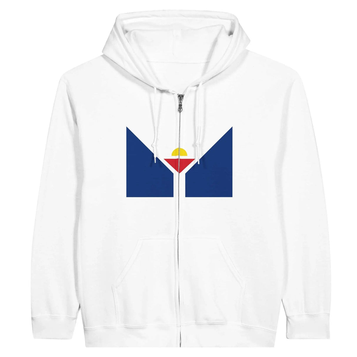 Sweat à capuche zippé saint-martin coton broderie drapeau