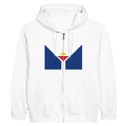 Sweat à capuche zippé saint-martin coton broderie drapeau