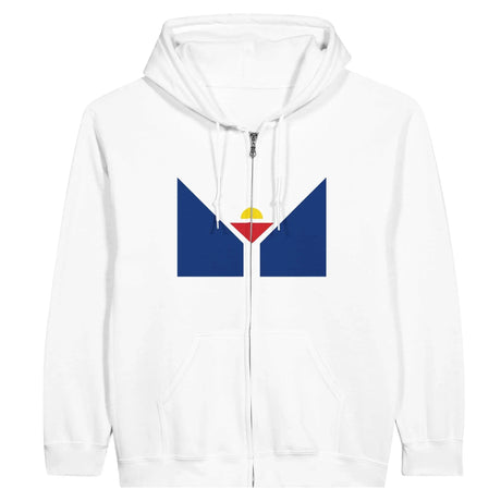 Sweat à capuche zippé saint-martin coton broderie drapeau