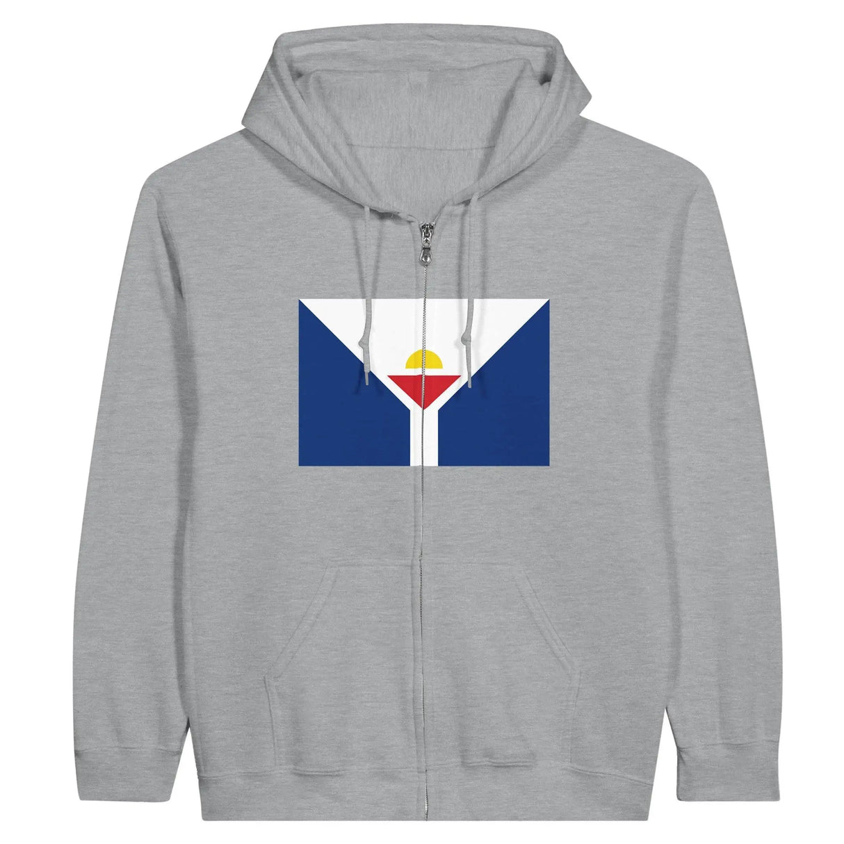Sweat à capuche zippé saint-martin coton broderie drapeau
