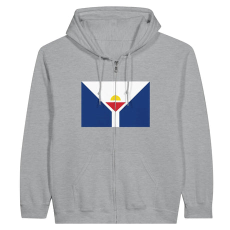 Sweat à capuche zippé saint-martin coton broderie drapeau