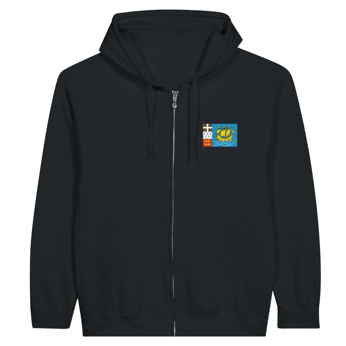 Sweat à capuche zippé saint-pierre-et-miquelon broderie coton