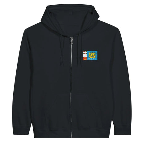 Sweat à capuche zippé saint-pierre-et-miquelon broderie coton