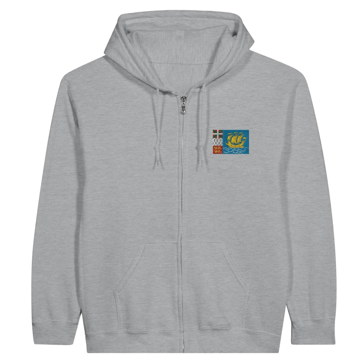 Sweat à capuche zippé saint-pierre-et-miquelon broderie coton