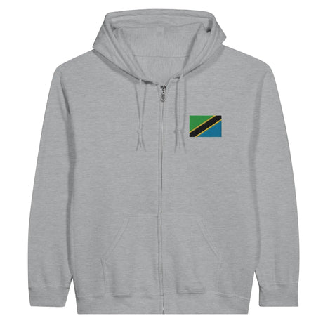 Sweat à capuche zippé tanzanie broderie coton mélangé