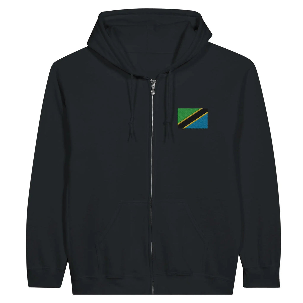 Sweat à capuche zippé tanzanie broderie coton mélangé