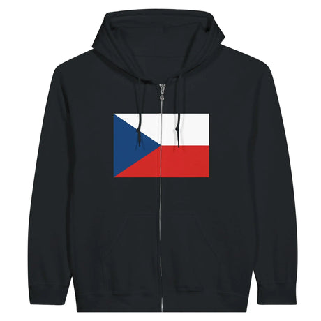 Sweat à capuche zippé tchéquie coton mélangé brodé