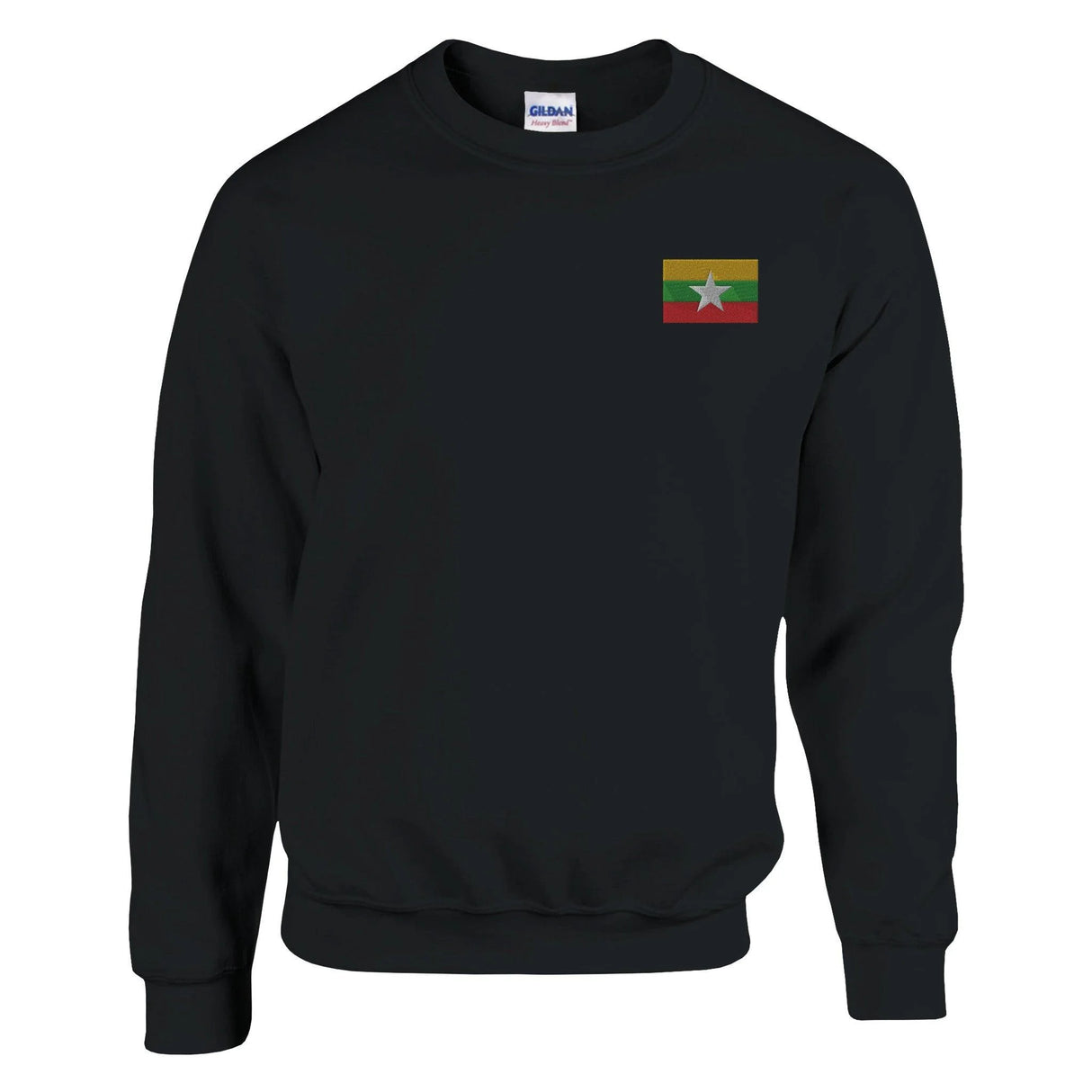 Sweat-shirt drapeau birmanie broderie couleur coton mélangé