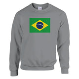Sweat-shirt drapeau brésil coton mélangé brodé confortable