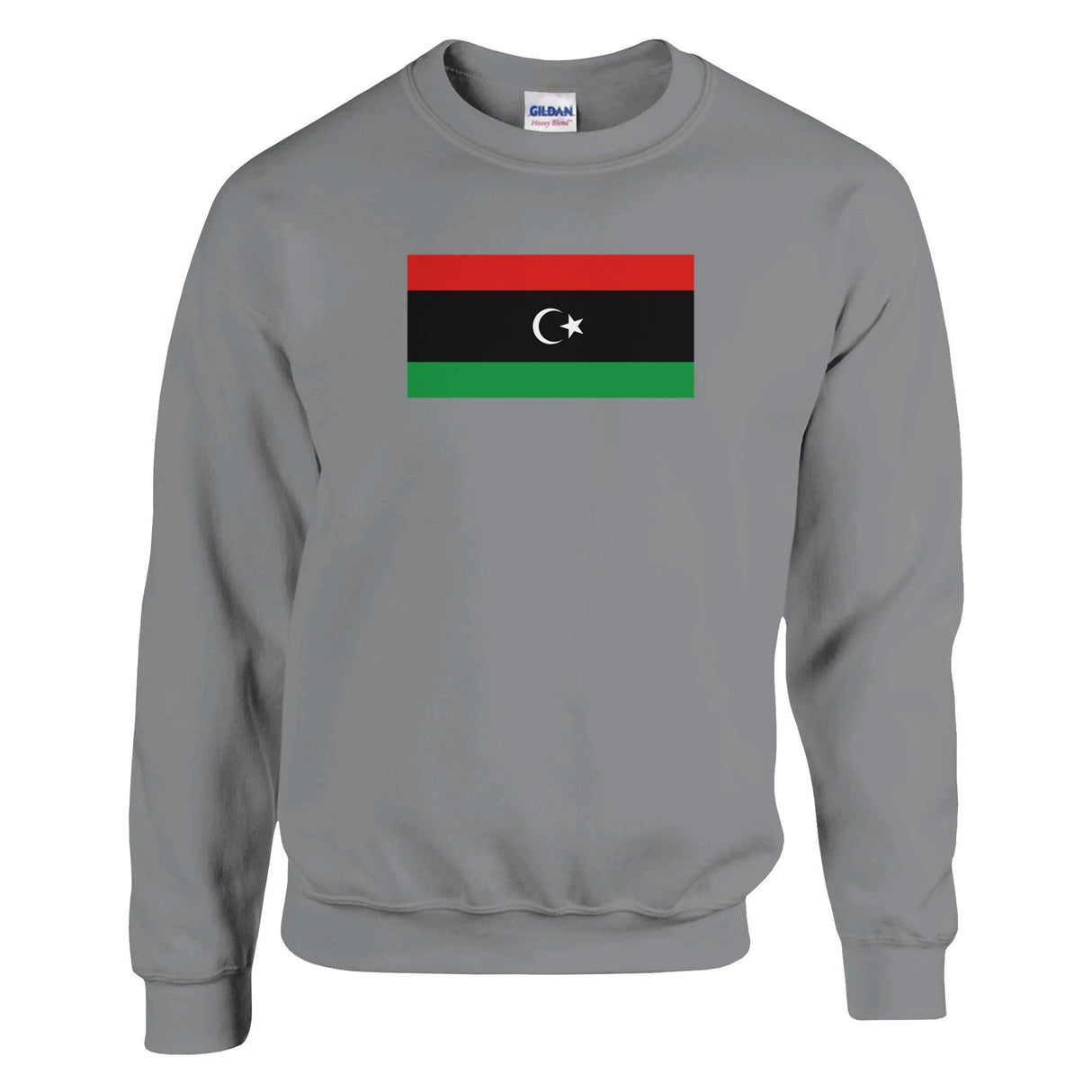 Sweat-shirt drapeau libye coton mélangé broderie douce