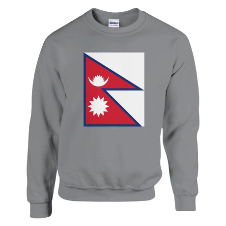 Sweat-shirt drapeau népal coton mélangé brodé doux