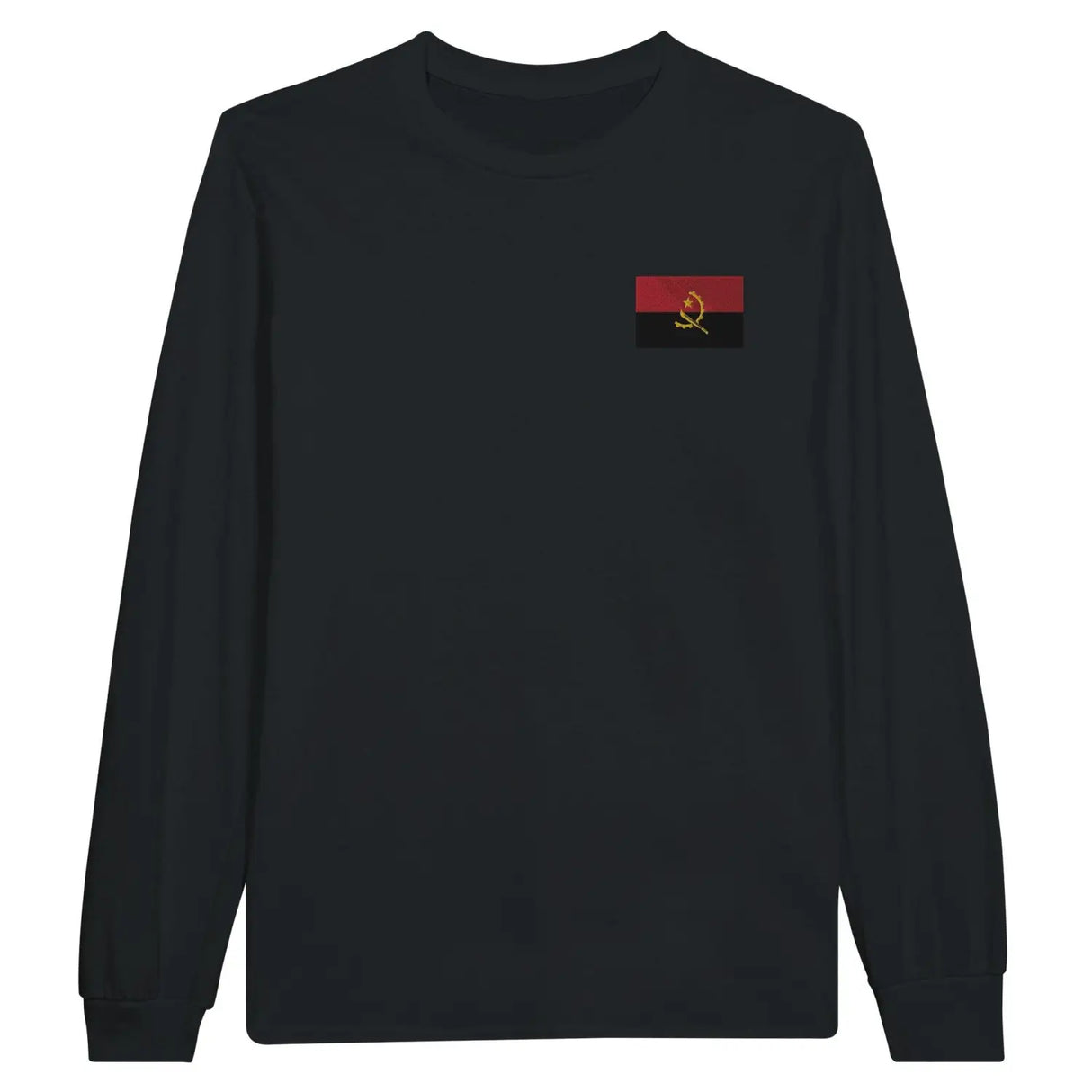 T-shirt à manches longues drapeau angola en broderie - pixelformaflag