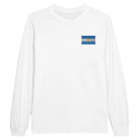 T-shirt à manches longues drapeau argentine en broderie - pixelformaflag