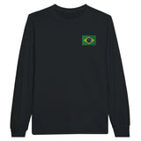 T-shirt à manches longues drapeau brésil en broderie - pixelformaflag