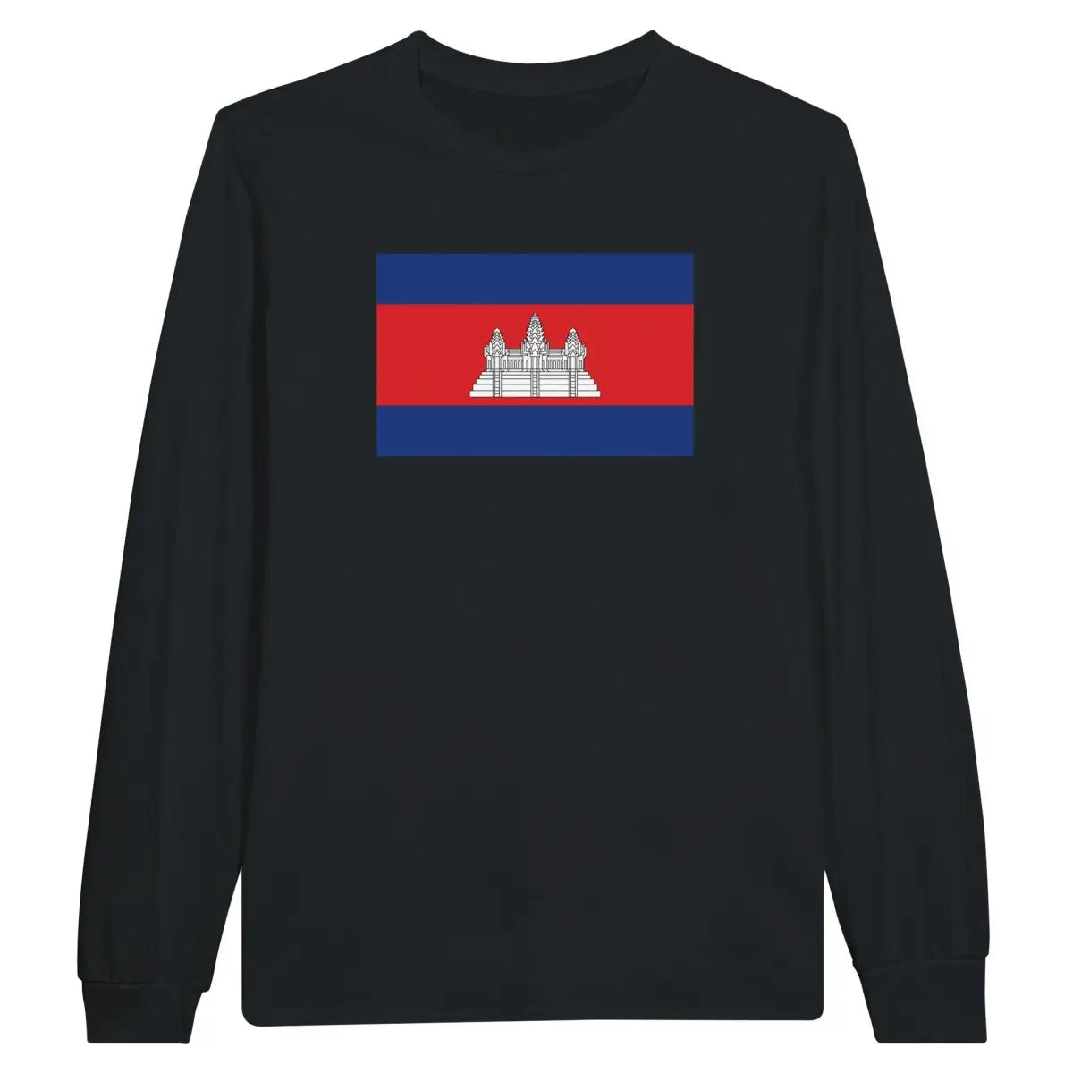 T-shirt à manches longues drapeau cambodge - pixelforma