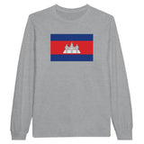T-shirt à manches longues drapeau cambodge - pixelforma