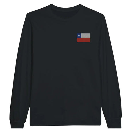 T-shirt à manches longues drapeau chili en broderie - pixelformaflag