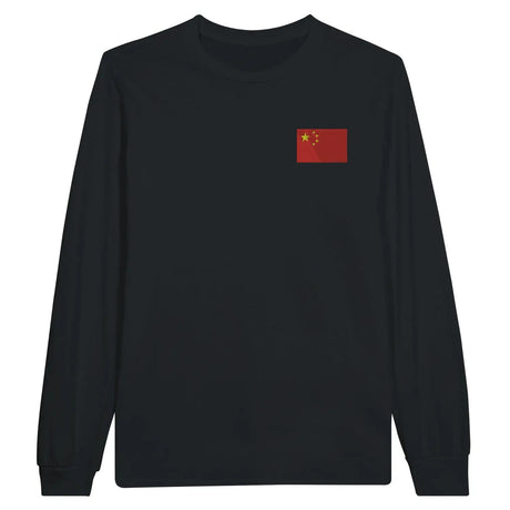 T-shirt à manches longues drapeau chine en broderie - pixelformaflag