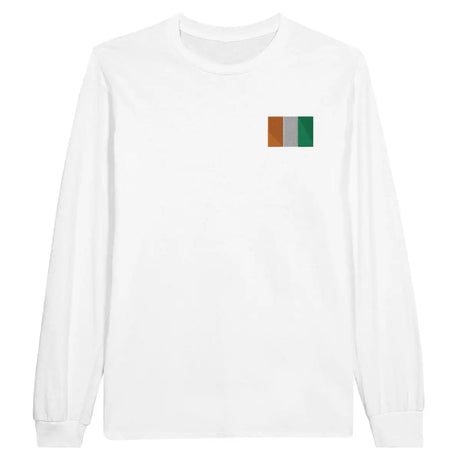 T-shirt à manches longues Drapeau de la Côte d'Ivoire en broderie - Pixelforma 