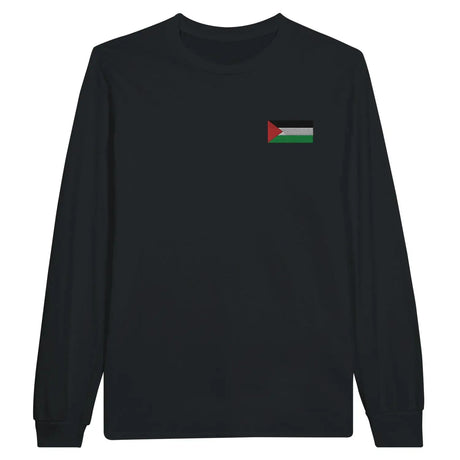 T-shirt à manches longues drapeau de la palestine en broderie - pixelformaflag