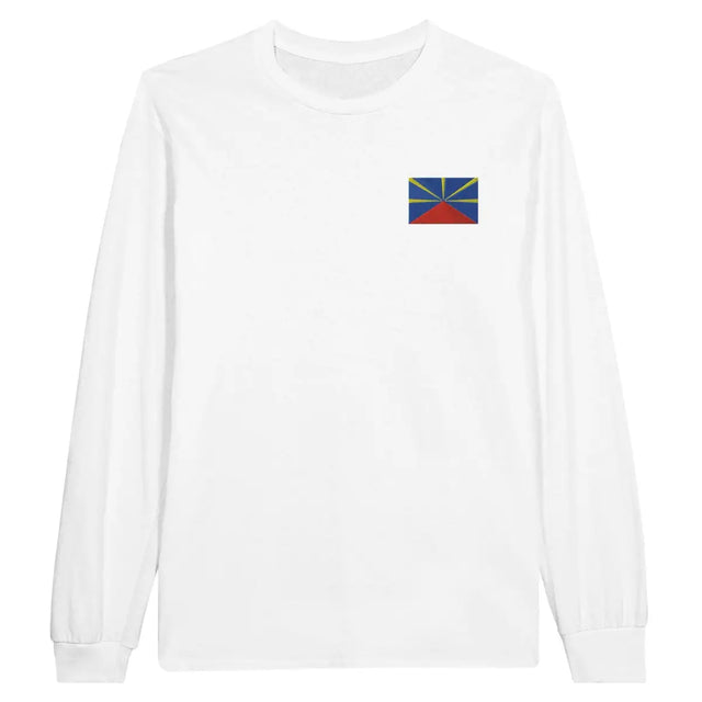 T-shirt à manches longues Drapeau de La Réunion en broderie - Pixelforma 