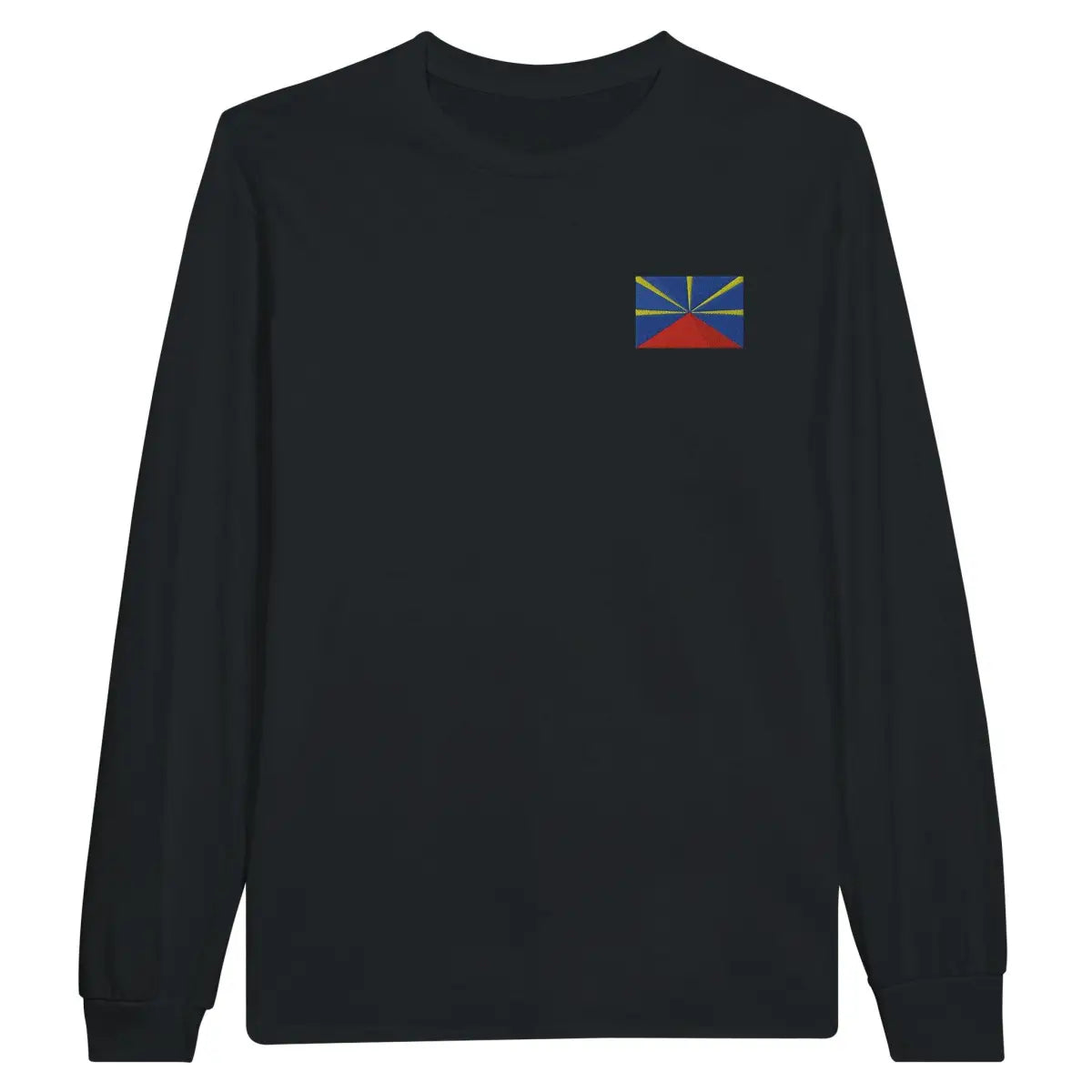 T-shirt à manches longues Drapeau de La Réunion en broderie - Pixelforma 