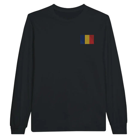 T-shirt à manches longues Drapeau de la Roumanie en broderie - Pixelforma 