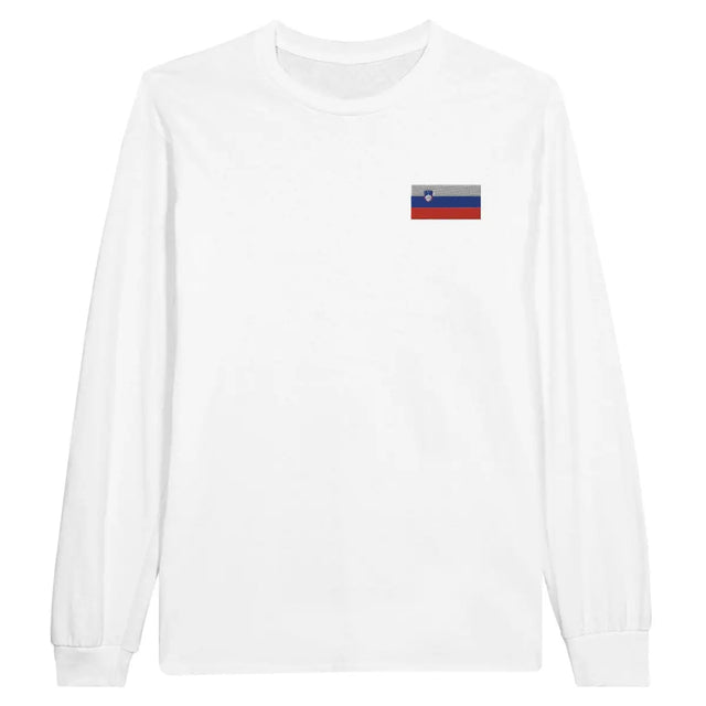 T-shirt à manches longues Drapeau de la Slovénie en broderie - Pixelforma 