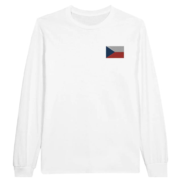 T-shirt à manches longues Drapeau de la Tchéquie en broderie - Pixelforma 