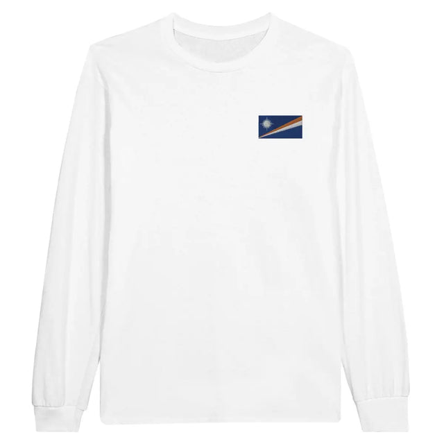 T-shirt à manches longues Drapeau des Îles Marshall en broderie - Pixelforma 