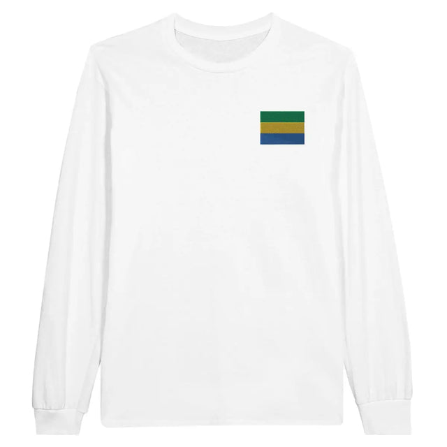 T-shirt à manches longues Drapeau du Gabon en broderie - Pixelforma 