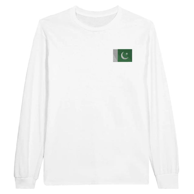 T-shirt à manches longues Drapeau du Pakistan en broderie - Pixelforma 