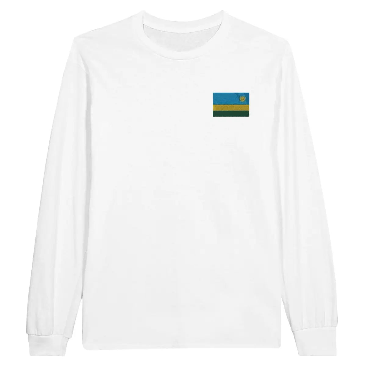 T-shirt à manches longues Drapeau du Rwanda en broderie - Pixelforma 