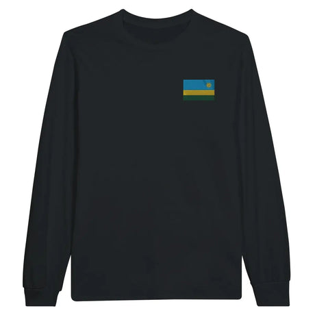 T-shirt à manches longues Drapeau du Rwanda en broderie - Pixelforma 