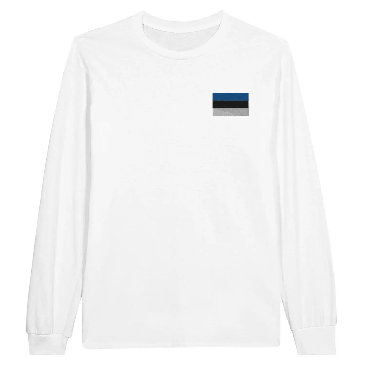 T-shirt à manches longues drapeau estonie en broderie - pixelformaflag
