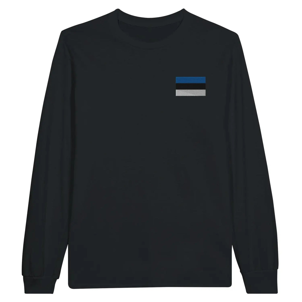 T-shirt à manches longues drapeau estonie en broderie - pixelformaflag