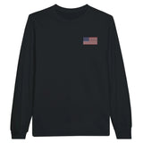 T-shirt à manches longues drapeau états-unis en broderie - pixelformaflag