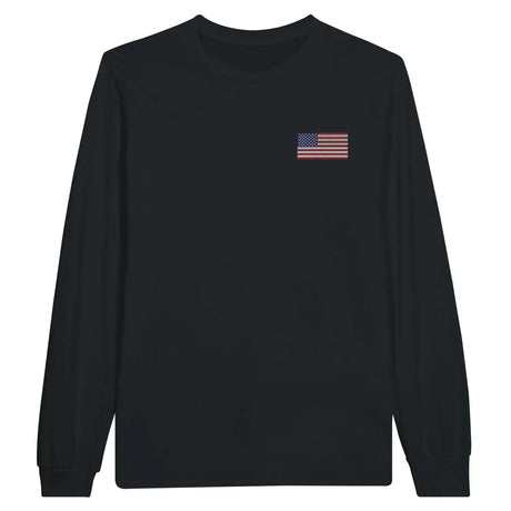 T-shirt à manches longues drapeau états-unis en broderie - pixelformaflag