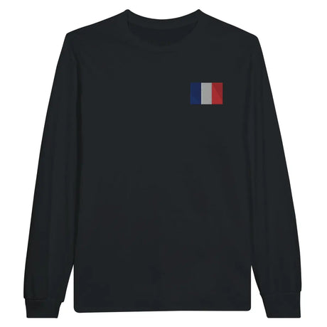 T-shirt à manches longues drapeau france en broderie - pixelformaflag