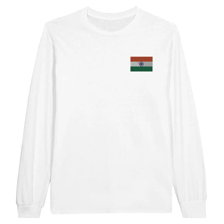 T-shirt à manches longues drapeau inde en broderie - pixelformaflag