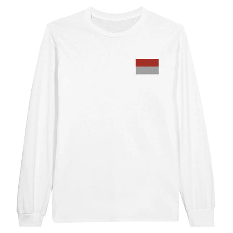 T-shirt à manches longues drapeau indonésie en broderie - pixelformaflag
