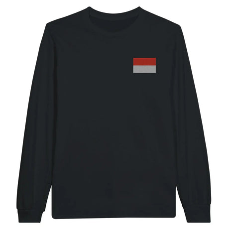 T-shirt à manches longues drapeau indonésie en broderie - pixelformaflag