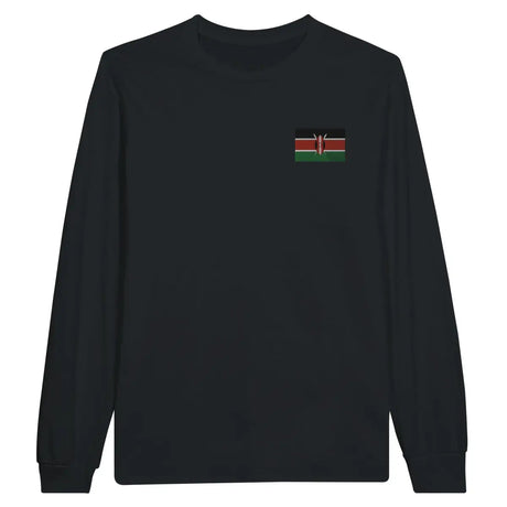 T-shirt à manches longues drapeau kenya en broderie - pixelformaflag