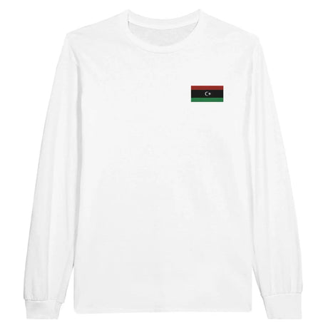 T-shirt à manches longues drapeau libye en broderie - pixelformaflag
