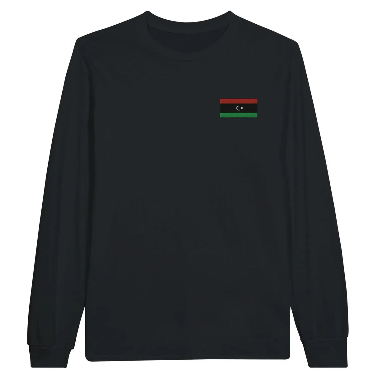 T-shirt à manches longues drapeau libye en broderie - pixelformaflag
